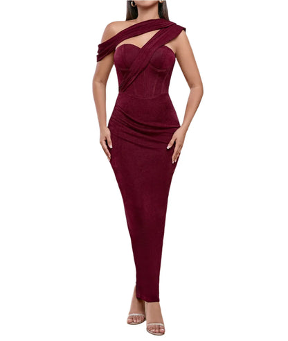 NEXT DAY DELIVERY CAROLINE Asymmetric Bodycon Maxi Dress