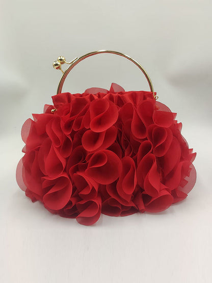 Three-Dimensional Flower Handbags red One_size