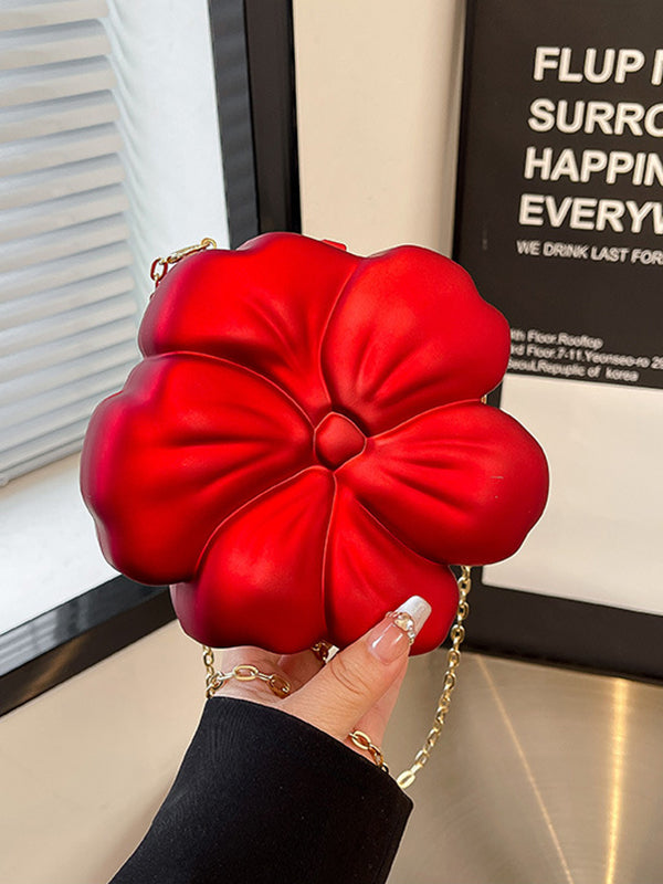 Sacs à bandoulière brillants en forme de fleur avec chaînes 