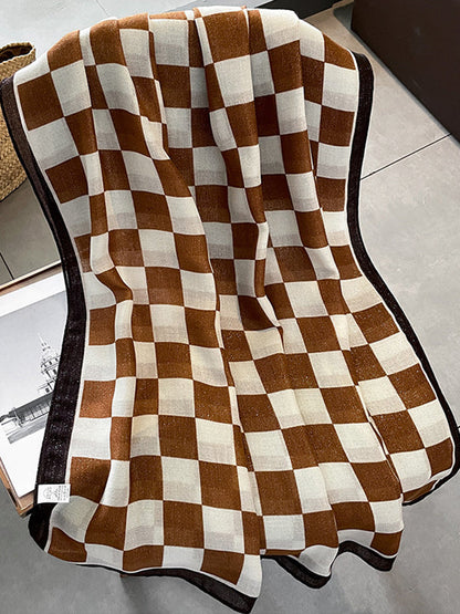 Écharpe imprimée à carreaux de couleur contrastée simple et tendance 