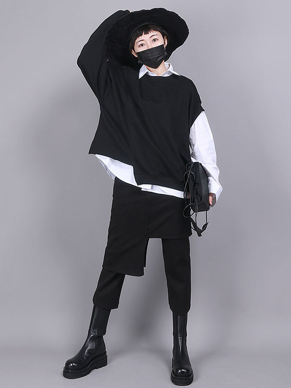 Solid Color Asymmetric High Waisted Pants Culotte