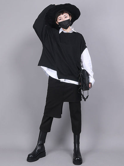 Solid Color Asymmetric High Waisted Pants Culotte