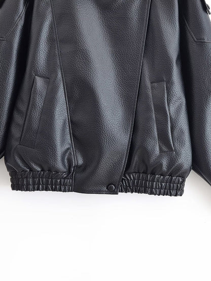Zipper Split-Joint Solid Color Pockets Elasticity Buttoned Asymmetric Long Sleeves Stand Collar Outerwear Jackets