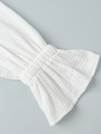 Long Sleeves Ruffled See-Through Split-Joint Peter Pan Collar Blouses&Shirts Tops