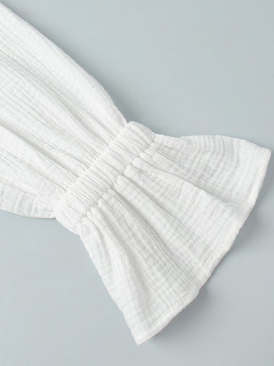 Long Sleeves Ruffled See-Through Split-Joint Peter Pan Collar Blouses&Shirts Tops