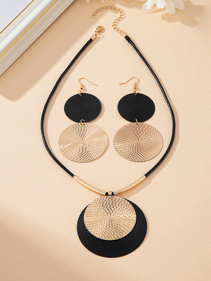 Geometric Round Cut Earrings Accessories Necklaces Accessories Two Pieces Set