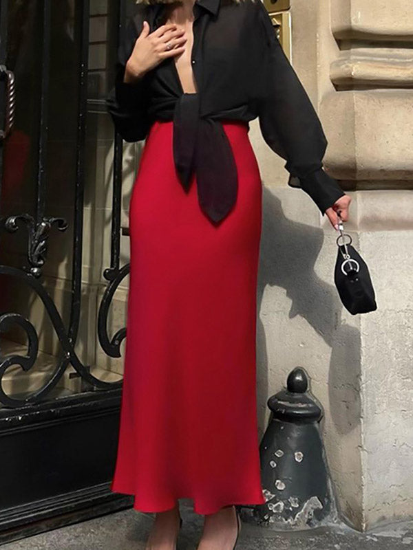 Mermaid Solid Color Zipper Skirts Bottoms