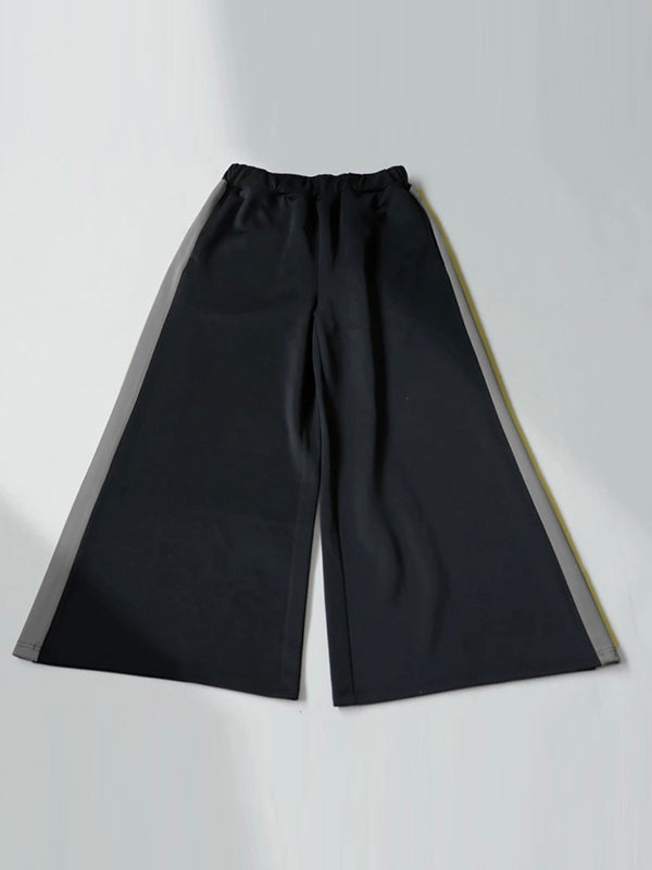 Loose Wide Leg Contrast Color Elasticity Casual Pants Bottoms Trousers
