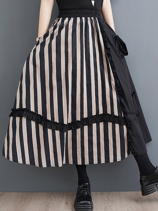 Jupes taille haute élastiques amples à fleurs et à fentes 