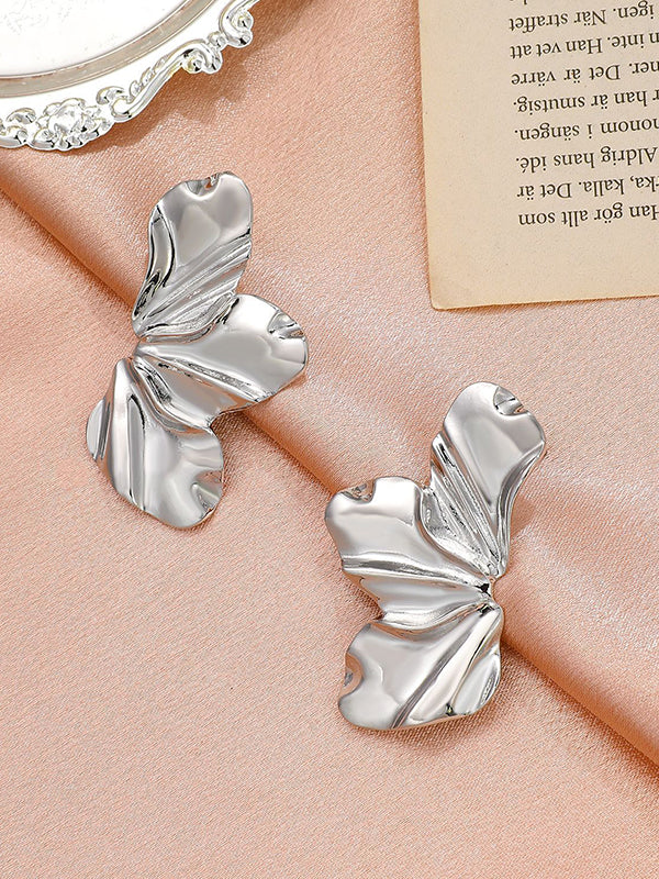 Flower Shape Solid Color Earrings Accessories SILVER One_size