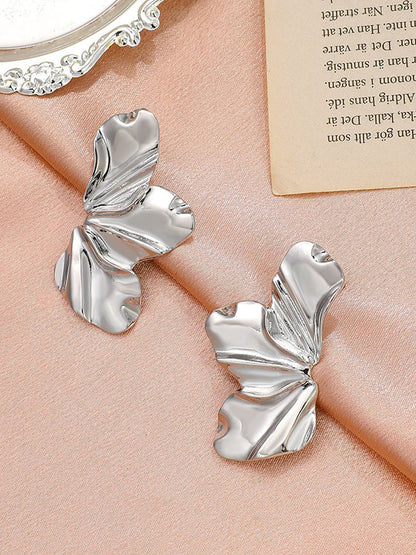 Flower Shape Solid Color Earrings Accessories SILVER One_size