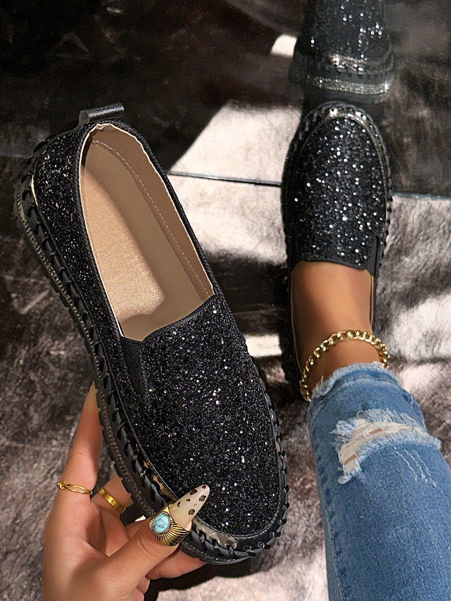 Sequined Round-Toe Shoes