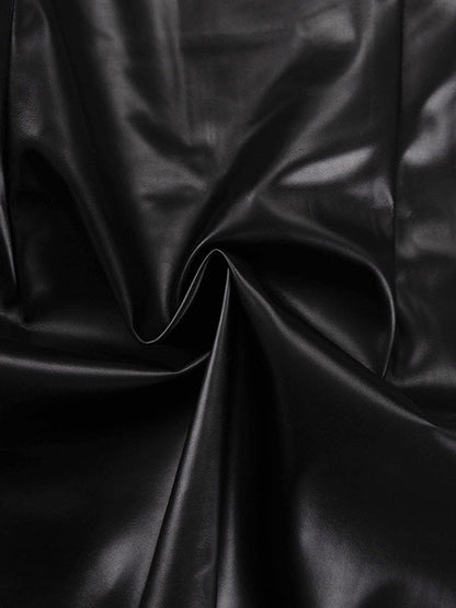 Solid Color Split-Joint Round-Neck T-Shirt Top + Zipper Bodycon High Waisted Skirts Bottom Two Pieces Set