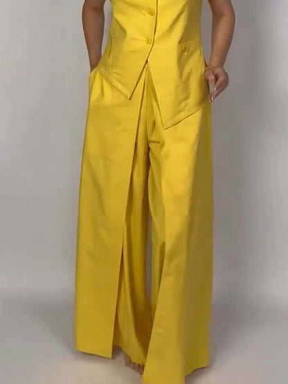 Loose Wide Leg Solid Color Split-Joint Pants Trousers