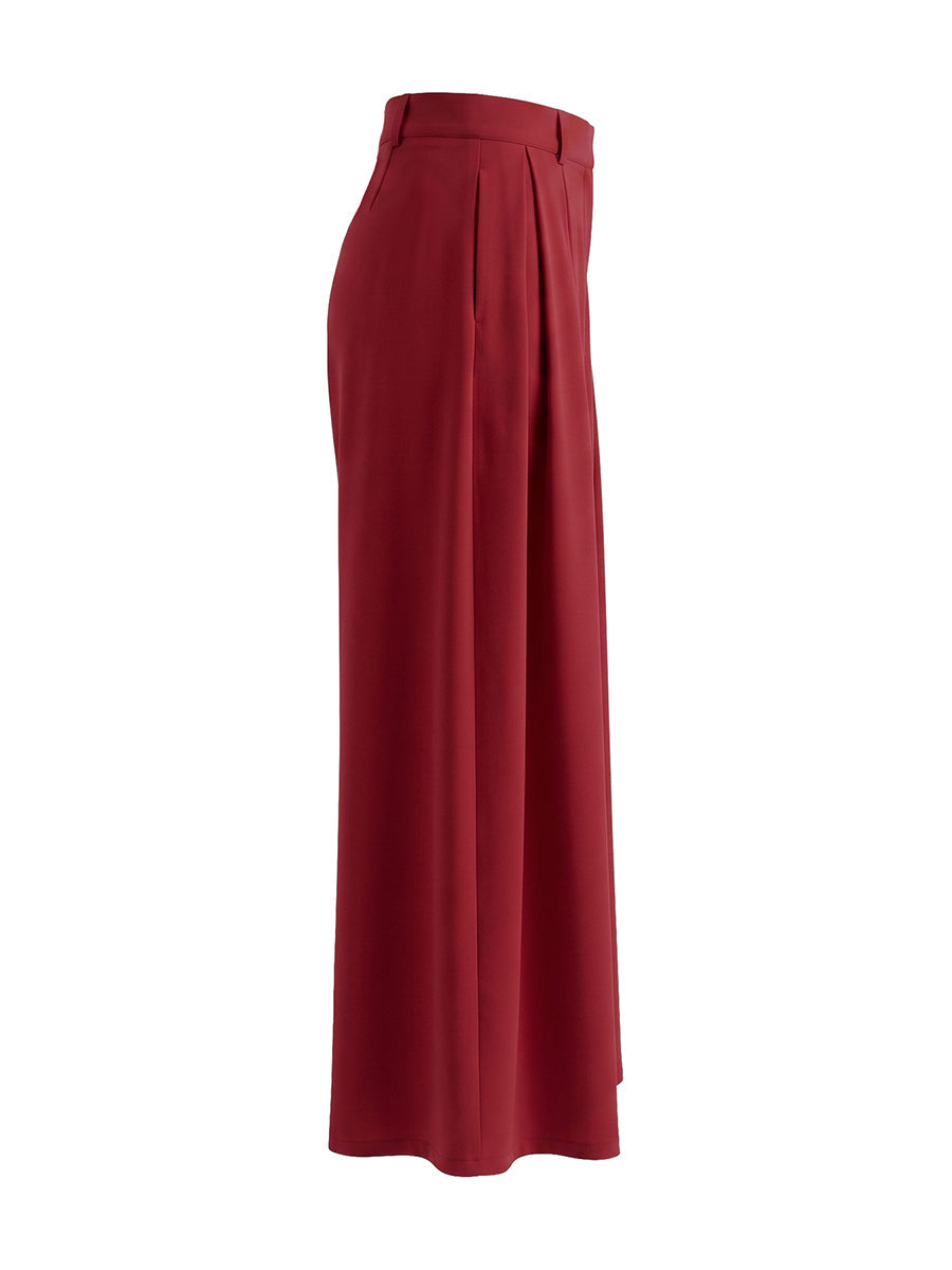 Solid Color Pleated Wide Pants Wide Leg Pants