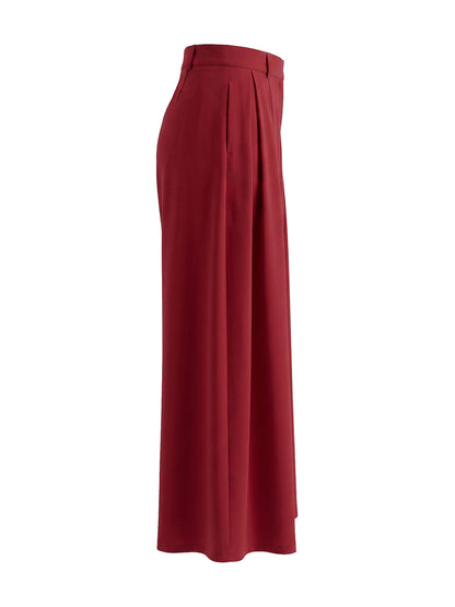 Solid Color Pleated Wide Pants Wide Leg Pants