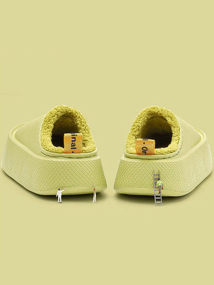 Home Non-Slip Keep Warm Velvet Waterproof Solid Color Slippers