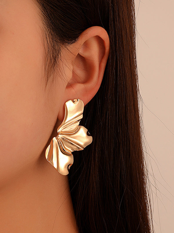 Flower Shape Solid Color Earrings Accessories GOLD One_size