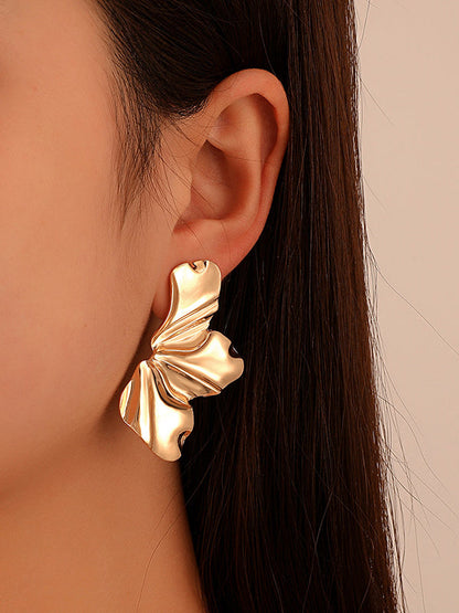 Flower Shape Solid Color Earrings Accessories GOLD One_size