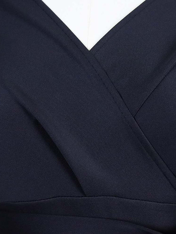 Einfarbige Midikleider mit Schleife und V-Ausschnitt 