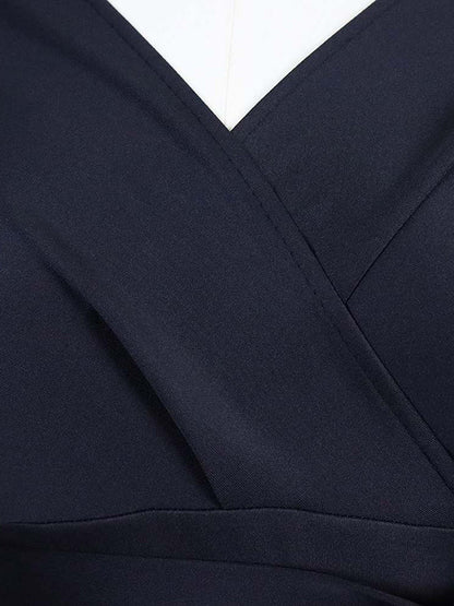 Einfarbige Midikleider mit Schleife und V-Ausschnitt 