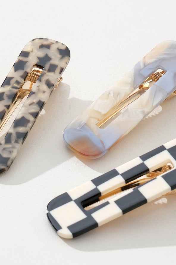 Gemma Printed Barrette Hair Clip, Set of 2