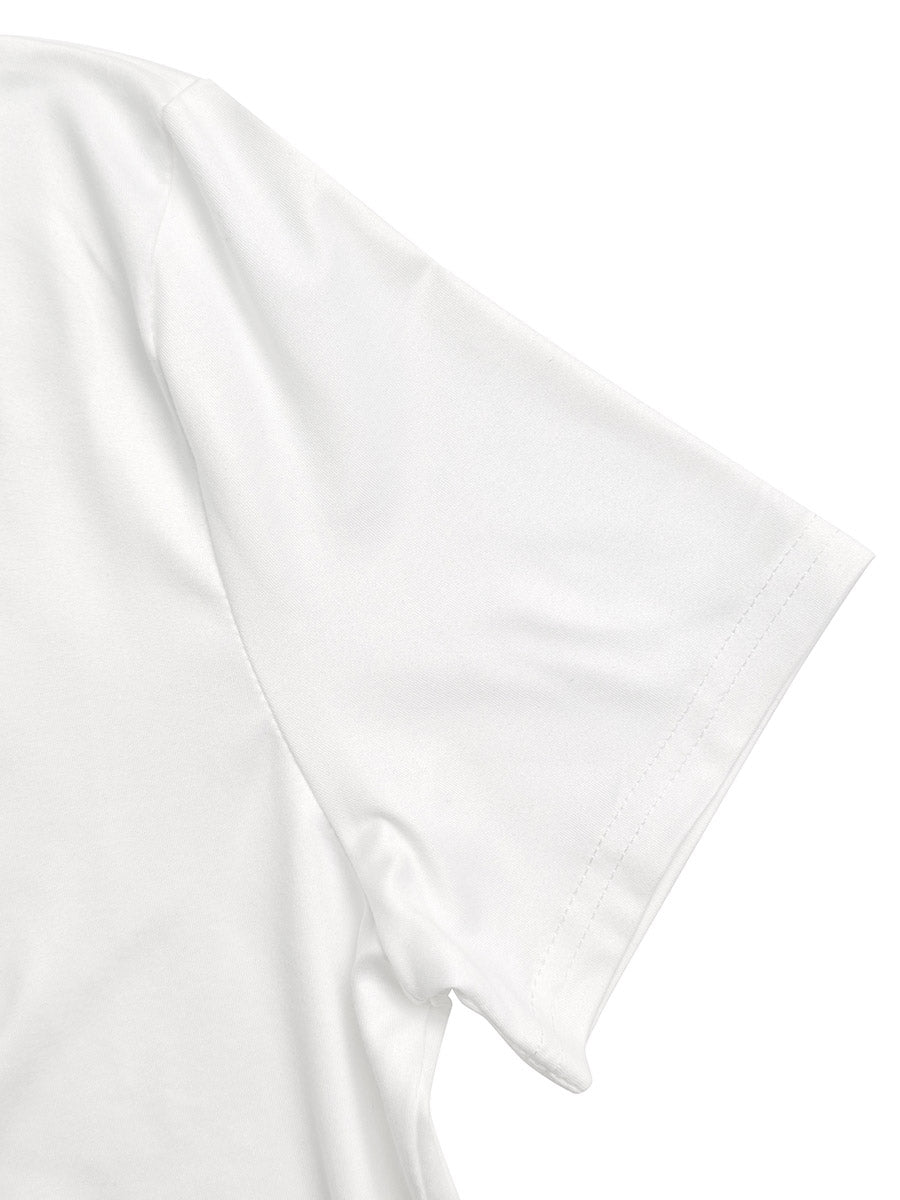 Printed Skinny Short Sleeves Round-Neck T-Shirts Tops