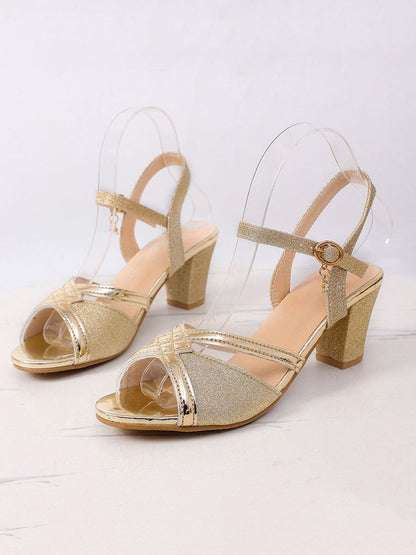 Ankle-Wrap Square Heel Buckle Open Toe Sandals