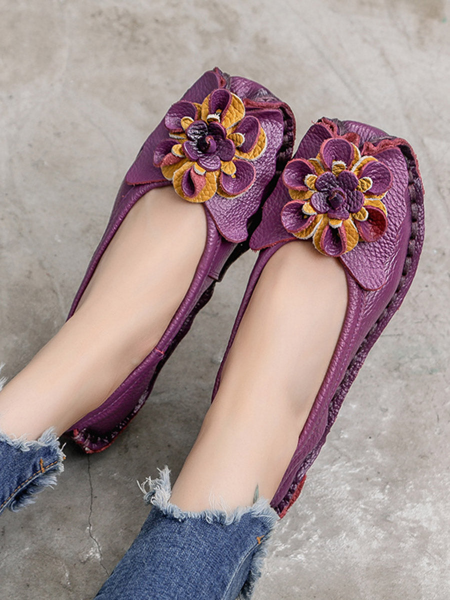 Closed Toe Three-Dimensional Flower Flats