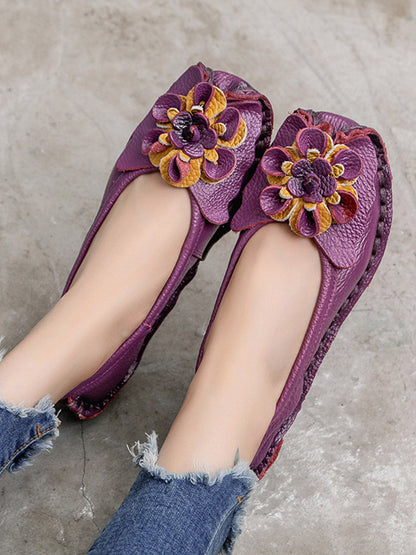 Closed Toe Three-Dimensional Flower Flats
