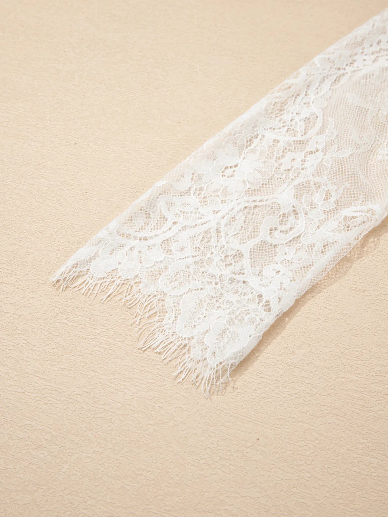 Lace Sleeve Faux Two-Piece Fuzzy Sweater