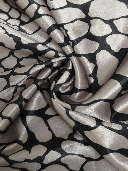 Long Sleeves Loose Buttoned Contrast Color Snakeskin Printed Lapel Blouses&Shirts Tops