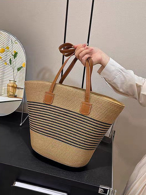 Split-Joint Woven Shoulder Bags Tote Bags