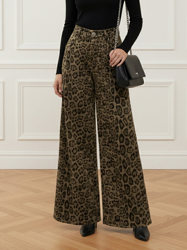 Urban Leopard Patchwork Wide Leg Pants