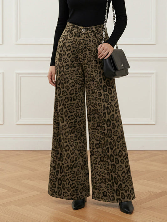 Urban Leopard Patchwork Wide Leg Pants