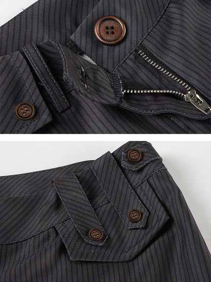 Flared Pants Loose Buttoned Striped Suit Pants Trousers