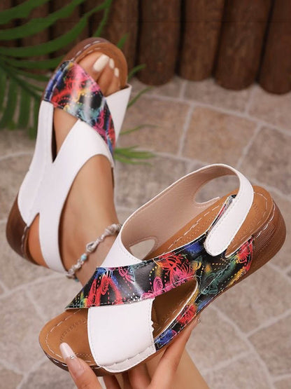 Contrast Color Hollow Open Toe Sandals