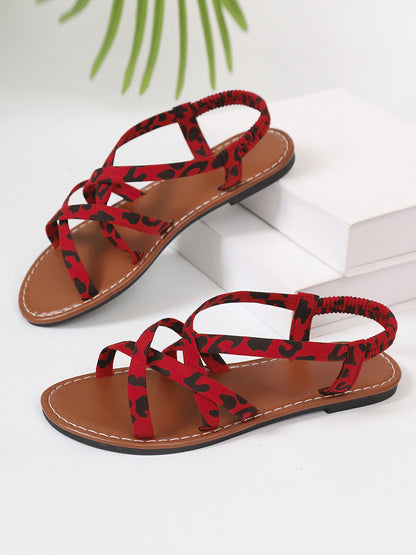 Leopard Open Toe Straps Sandals