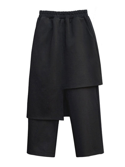 Pantalon décontracté à deux couleurs unies et irrégulières, création originale 