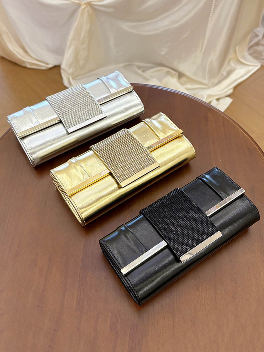 Solid Color Rhinestone Geometric Chains Handbags