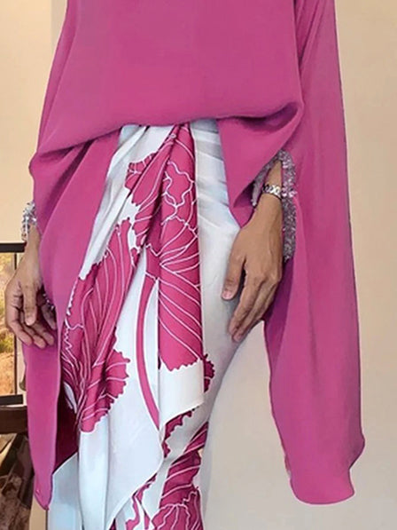 Batwing Sleeves Irregular clipping Solid Color Stand Collar Blouses&shirts Tops