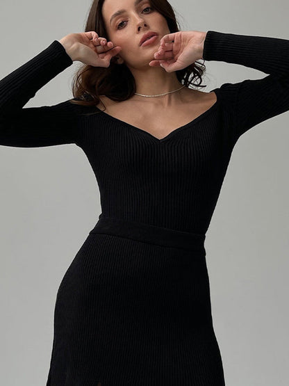 Urban Skinny Solid Color Square-Neck Sweater Tops