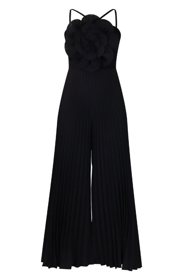 Jessica Flower Applique Pleated Jumpsuit