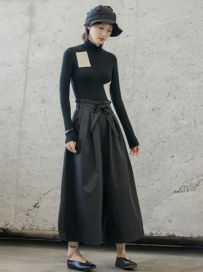 Pantalon décontracté à jambes larges style bandage rétro 