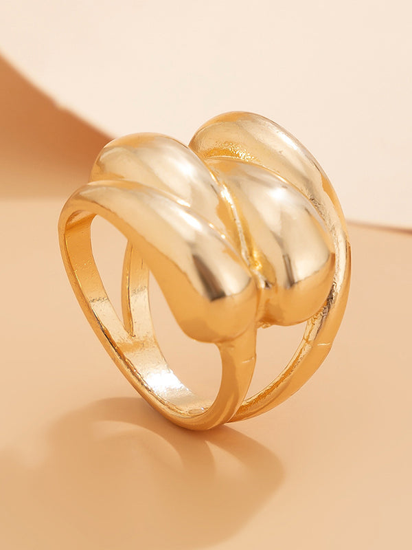 Geometric Shiny Solid Color Rings Accessories GOLD One_size