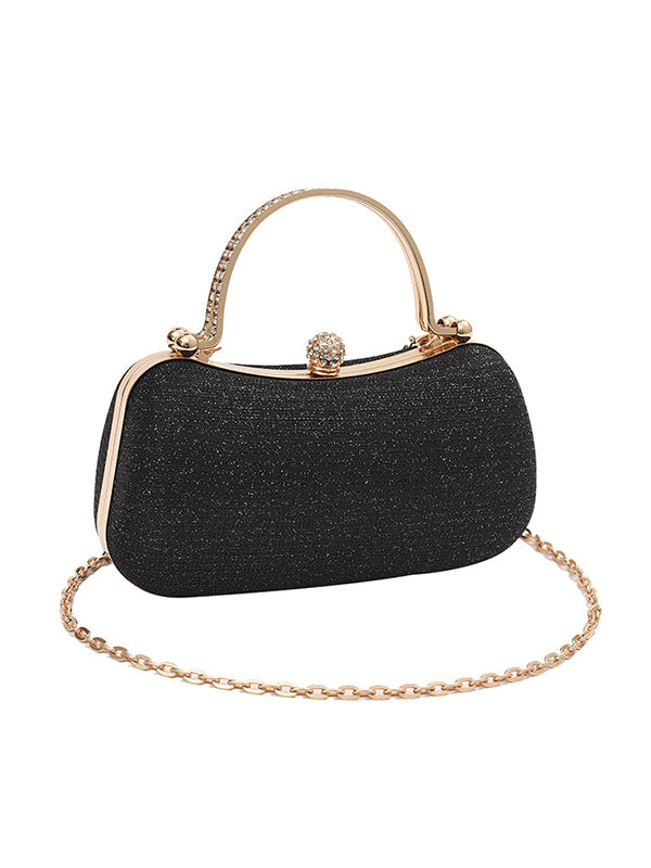 Chains Geometric Shiny Bags Crossbody Bags Handbags BLACK One_size