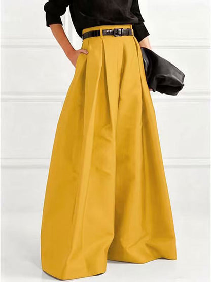 Solid Color Pleated Wide Pants Wide Leg Pants