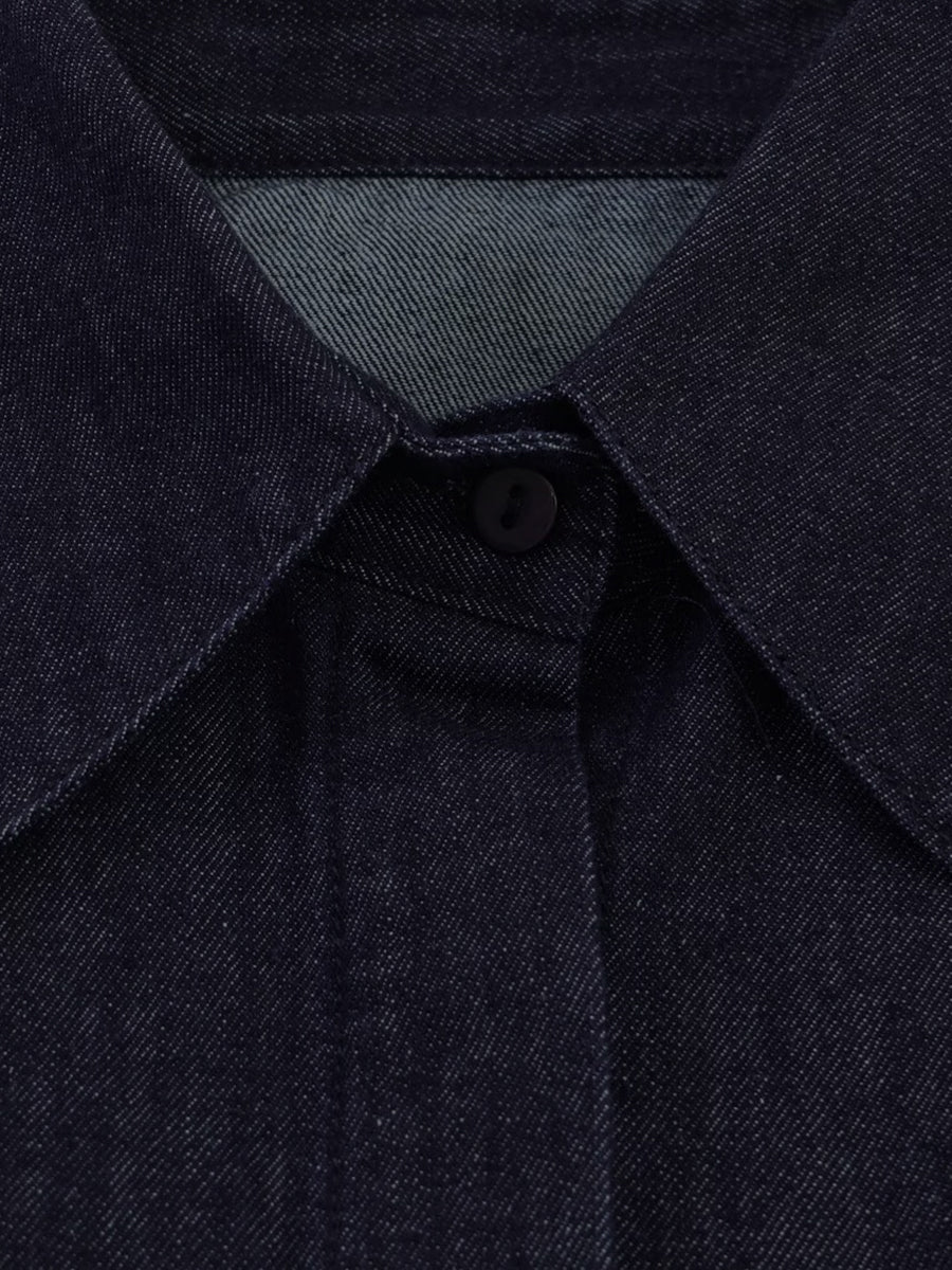 Solid Color Pleated Buttoned Long Sleeves Lapel Blouses&shirts Tops