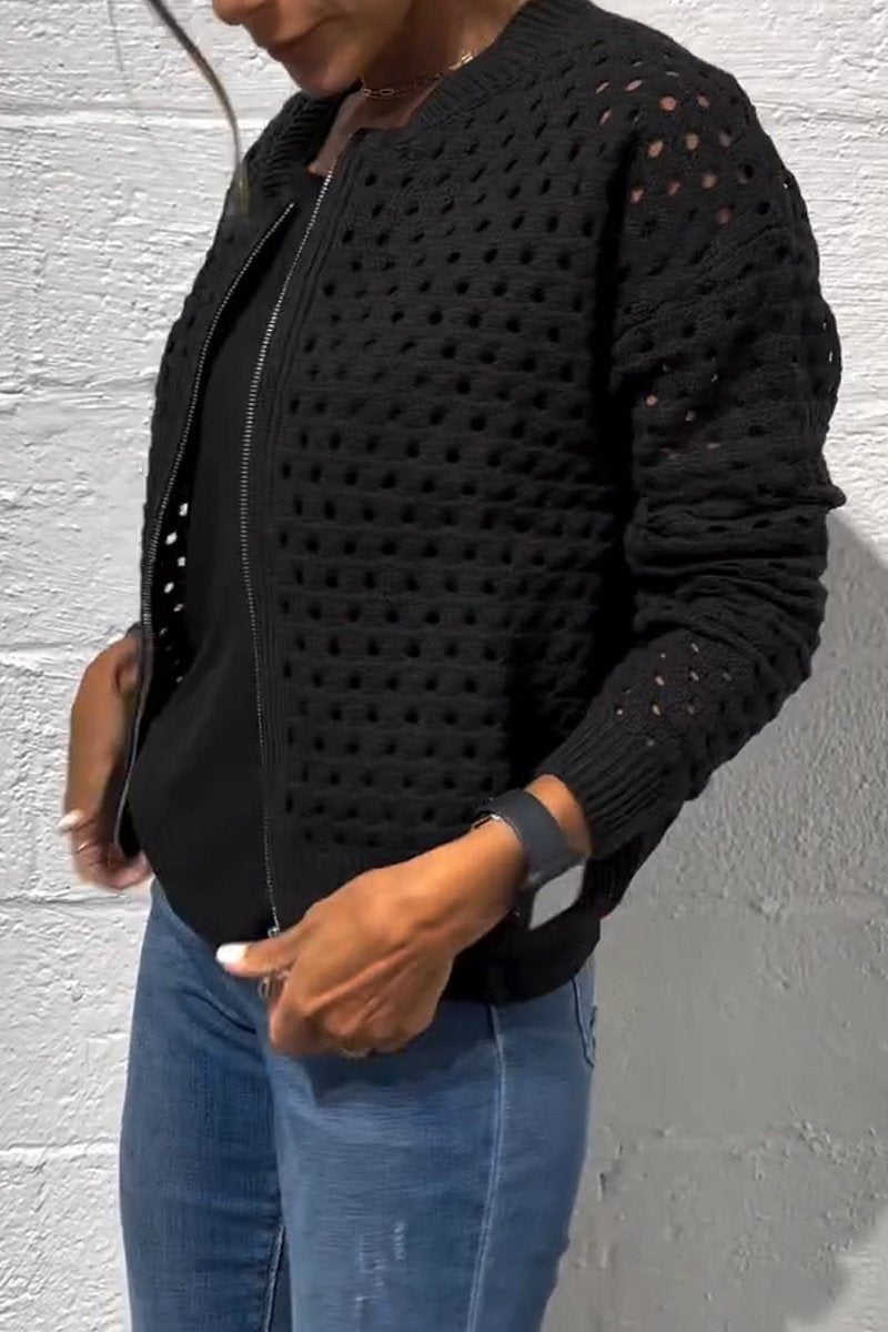 Hollow knitwear zipper jacket