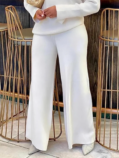 Wide Leg Solid Color Casual Pants Bottoms Trousers